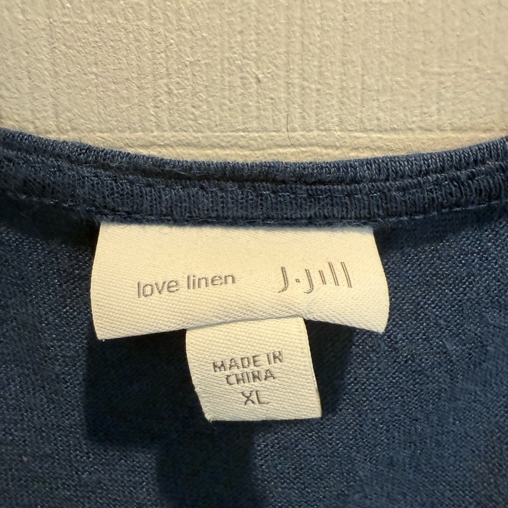 J. Jill Women's Linen Blue Sleeveless Top - Picture 2 of 5